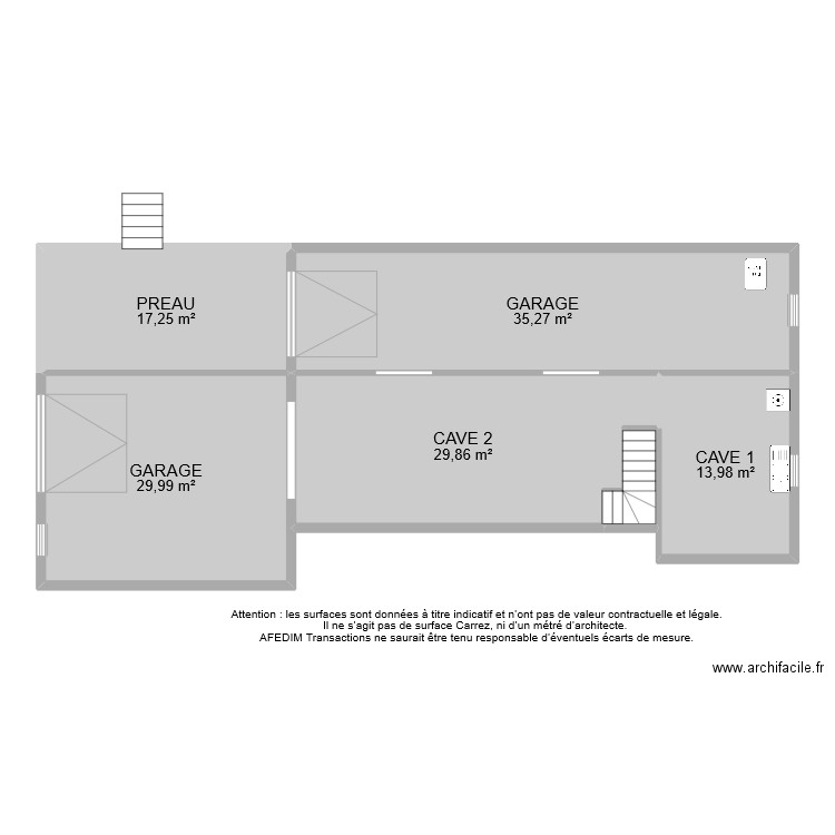 BI 10799 SOUS SOL. Plan de 6 pièces et 128 m2