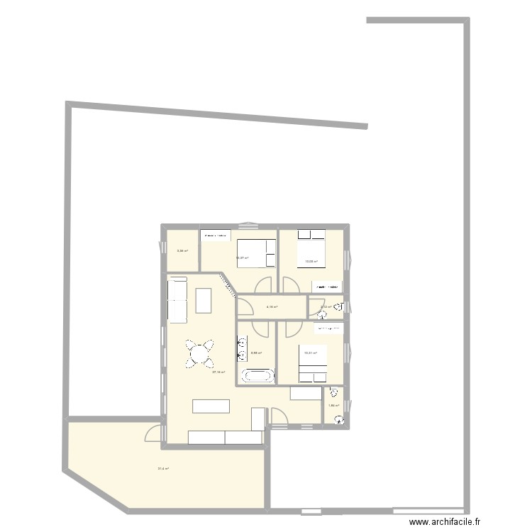 Plan Maison ESSAI LEONIE 2505. Plan de 10 pièces et 117 m2