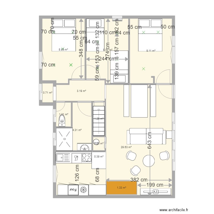 SLS ETAGE . Plan de 12 pièces et 71 m2