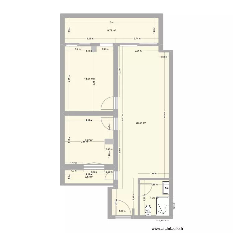 Jasmine. Plan de 6  et 71 m²
