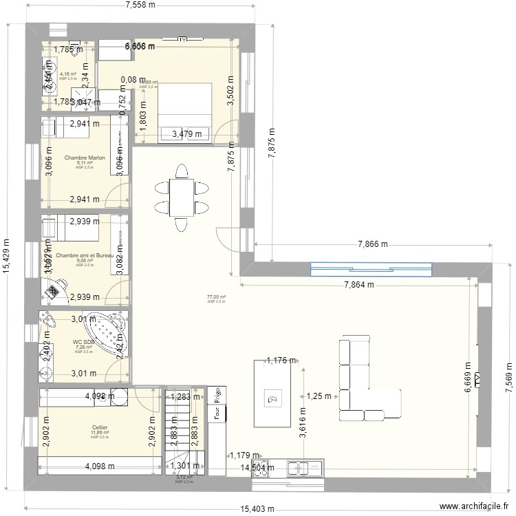 nouveau plan iso 45 29-08. Plan de 8 pièces et 214 m2