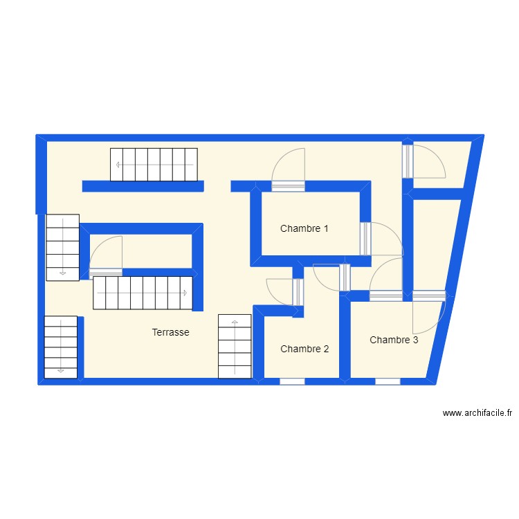 chateau bas rdc. Plan de 5 pièces et 55 m2