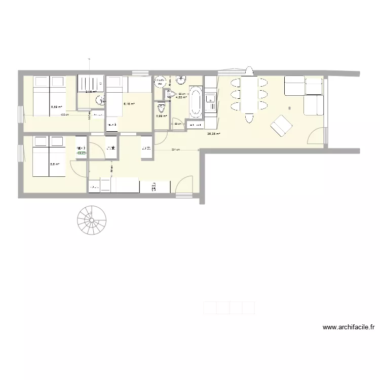 BERLICANT T3 1 er etage. Plan de 