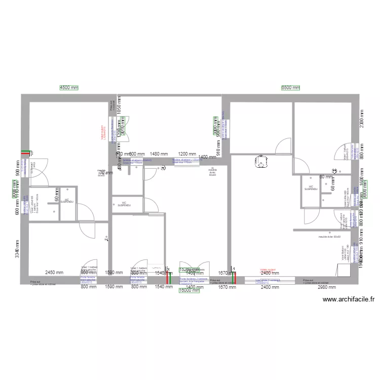 PLAN BEAUDOUIN fen&ecirc;tres. Plan de 