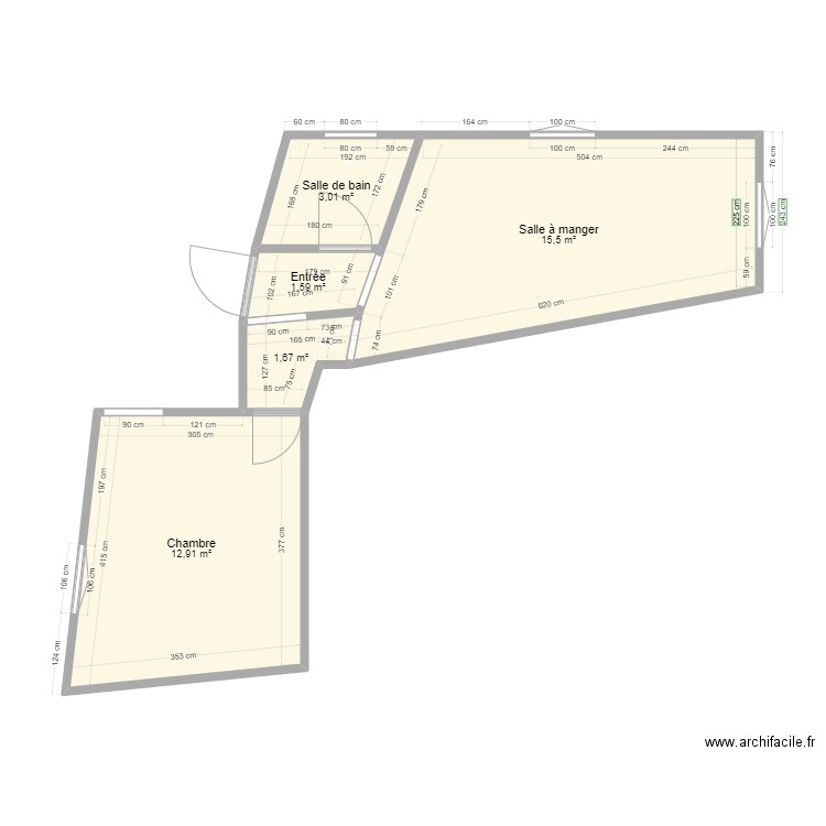 plan t2 place de la madelaine. Plan de 5 pièces et 35 m2