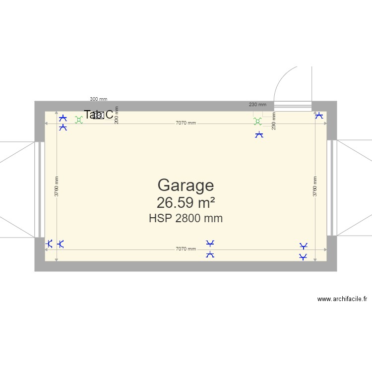 Garage. Plan de 1 pièce et 27 m2