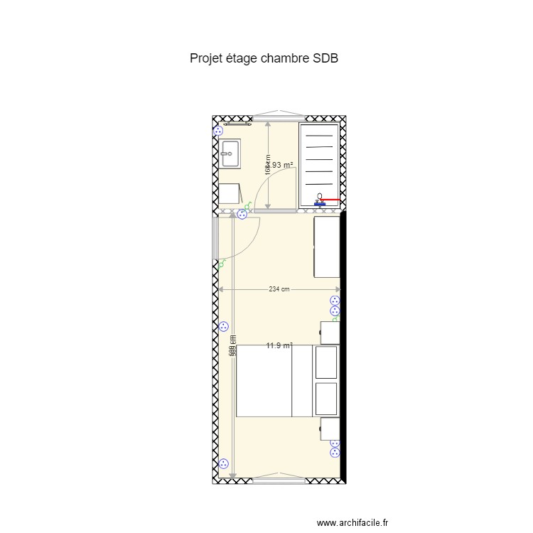 Projet Etage Chambre SDB. Plan de 0 pièce et 0 m2