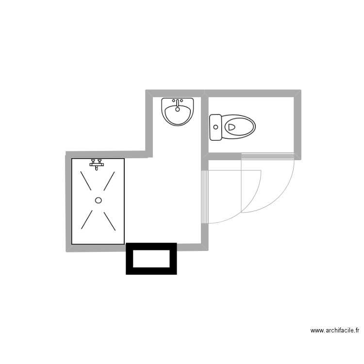 PLAN SALLE D'EAU CERGY. Plan de 1 pièce et 1 m2