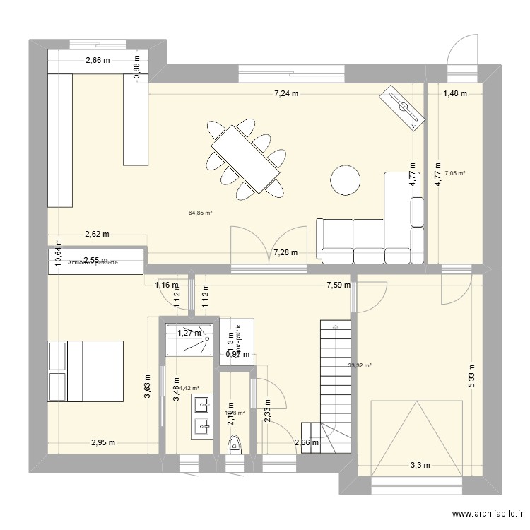 maisonrdc2. Plan de 5 pièces et 111 m2