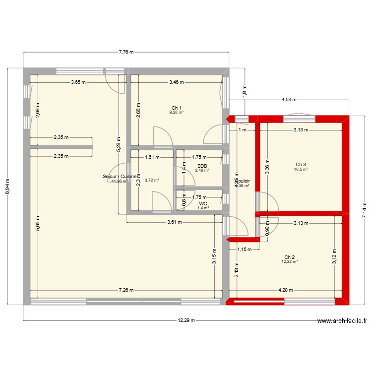 plan 2. Plan de 8 pièces et 86 m2