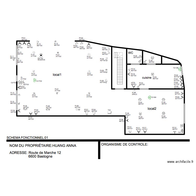 adeco bastogne RDC. Plan de 4 pièces et 42 m2