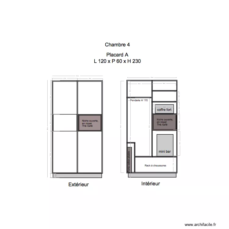 Placard Chambre 4 . Plan de 