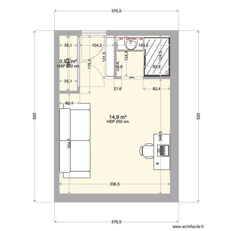 SALLE D'EAU. Plan de 