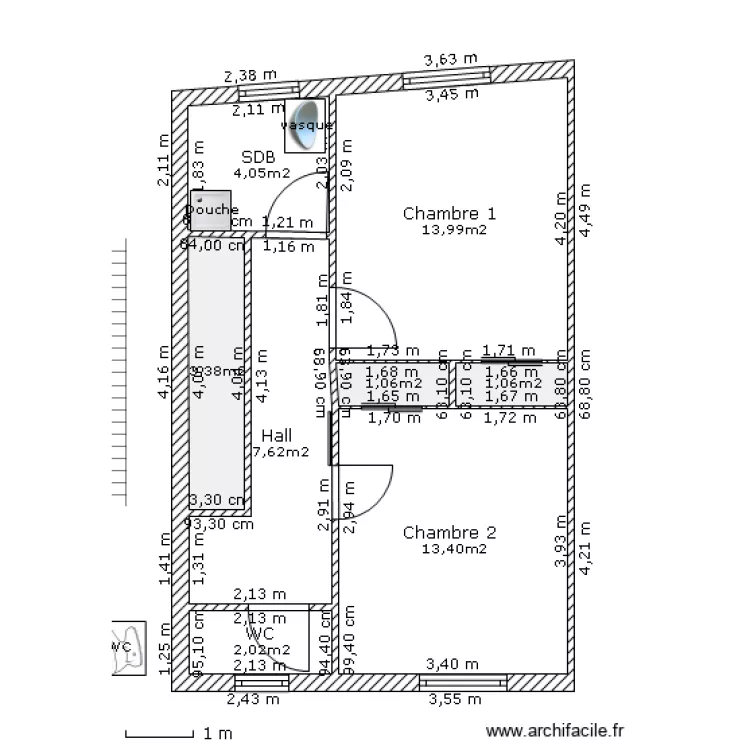 Ebauche étage existant coté. Plan de Ebauche étage existant coté. Plan de