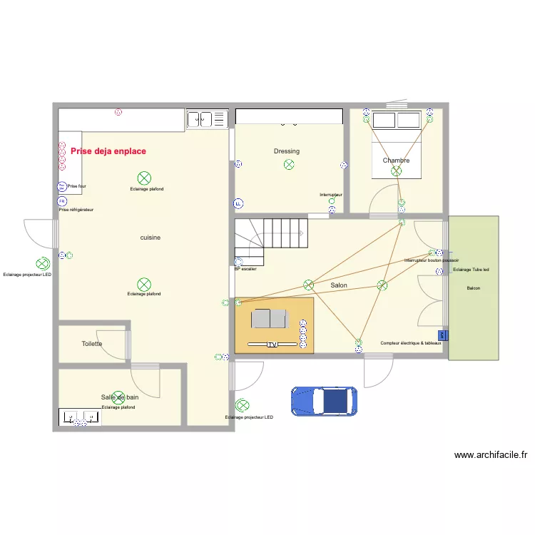Maison cratere. Plan de 