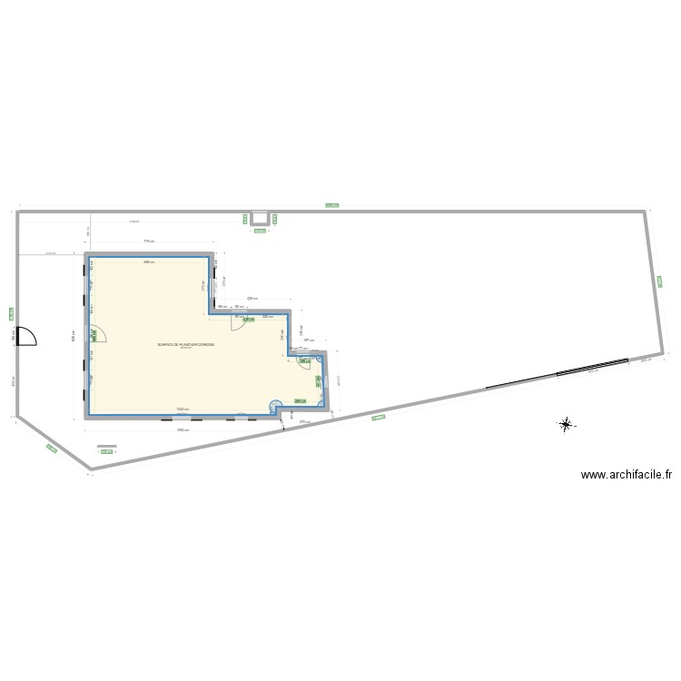 Implantation d'origine surface de plancher urbanisme. Plan de 1 pièce et 89 m2