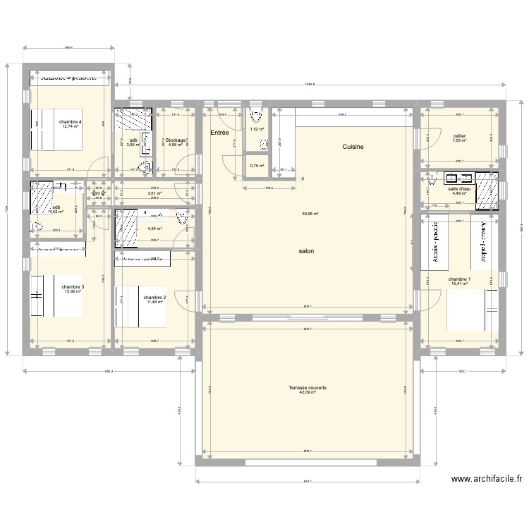 hily 130622 BIS. Plan de 16 pièces et 191 m2