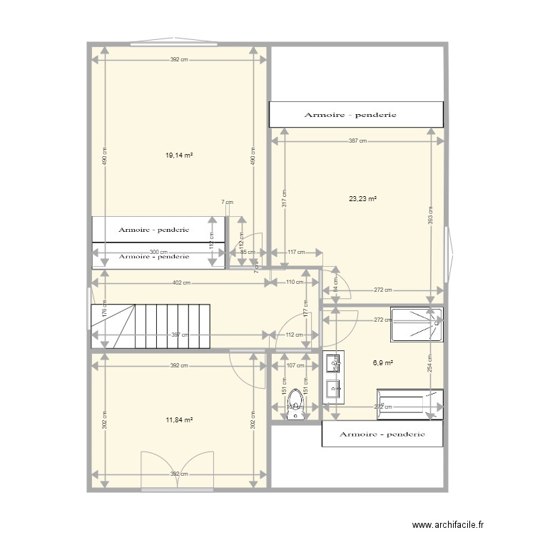 1er etage v1 avec changement baignoire et vasque. Plan de 0 pièce et 0 m2