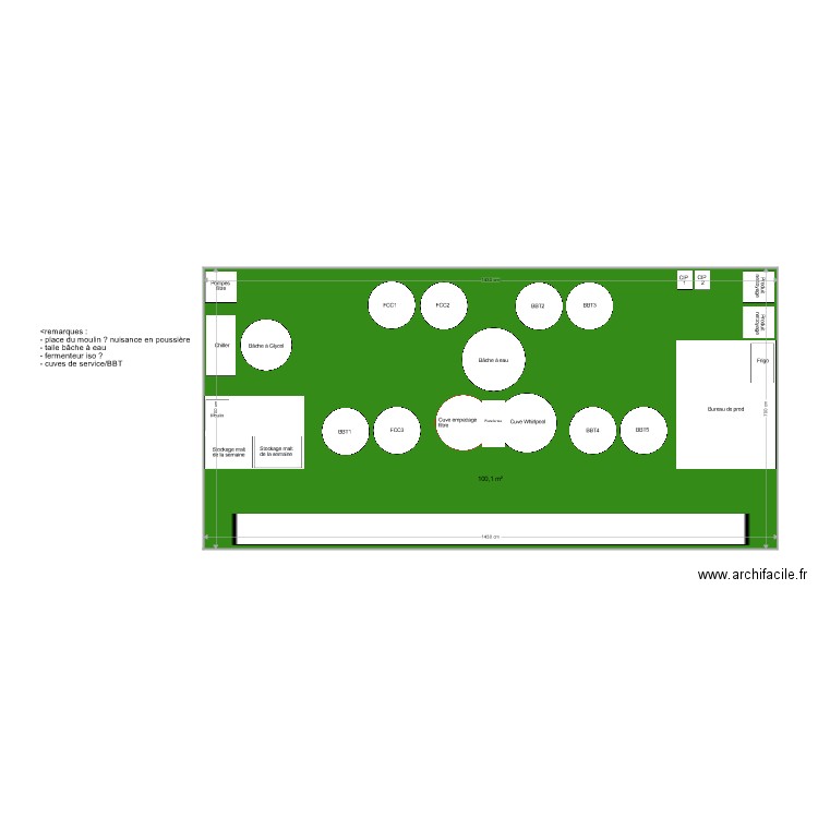 Brasserie Hangar 2. Plan de 1 pièce et 100 m2