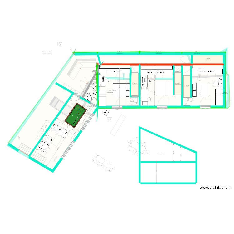 CUISINE A. Plan de 19 pièces et 163 m2