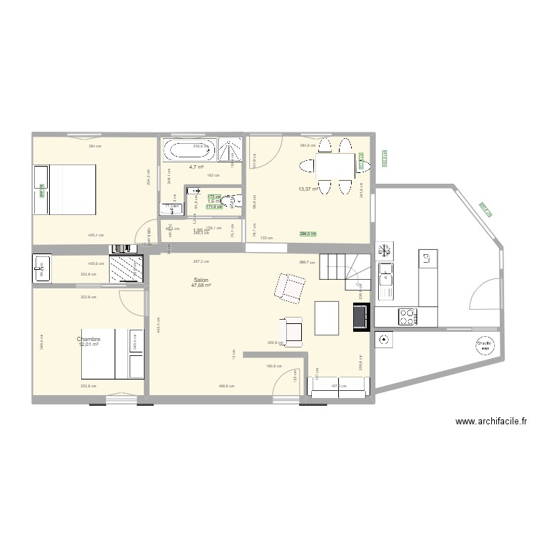 Maison Malvi Projet 4. Plan de 9 pièces et 115 m2