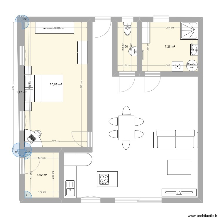 plan petite maison. Plan de 5 pièces et 36 m2