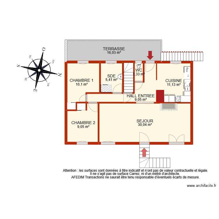 BI8775 RDC. Plan de 10 pièces et 95 m2