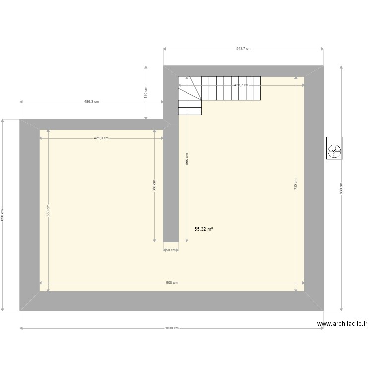 ROLAIN. Plan de 1 pièce et 55 m2