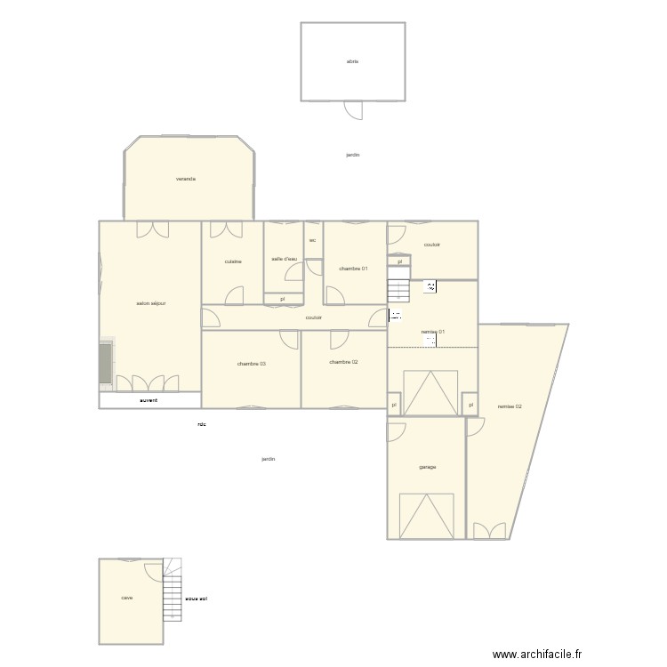 tibaud am 1402. Plan de 21 pièces et 232 m2