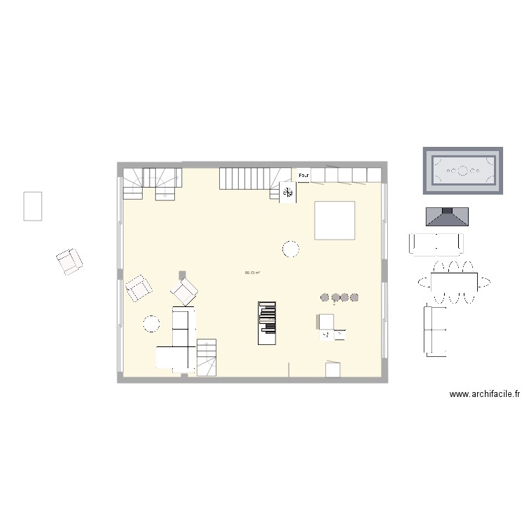 salon escalier inversé. Plan de 0 pièce et 0 m2