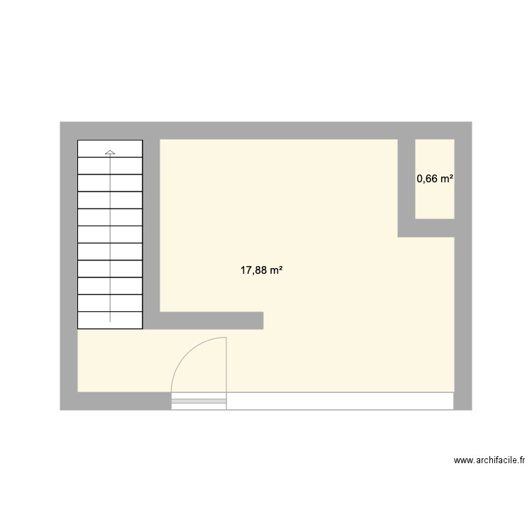 institut. Plan de 2 pièces et 19 m2