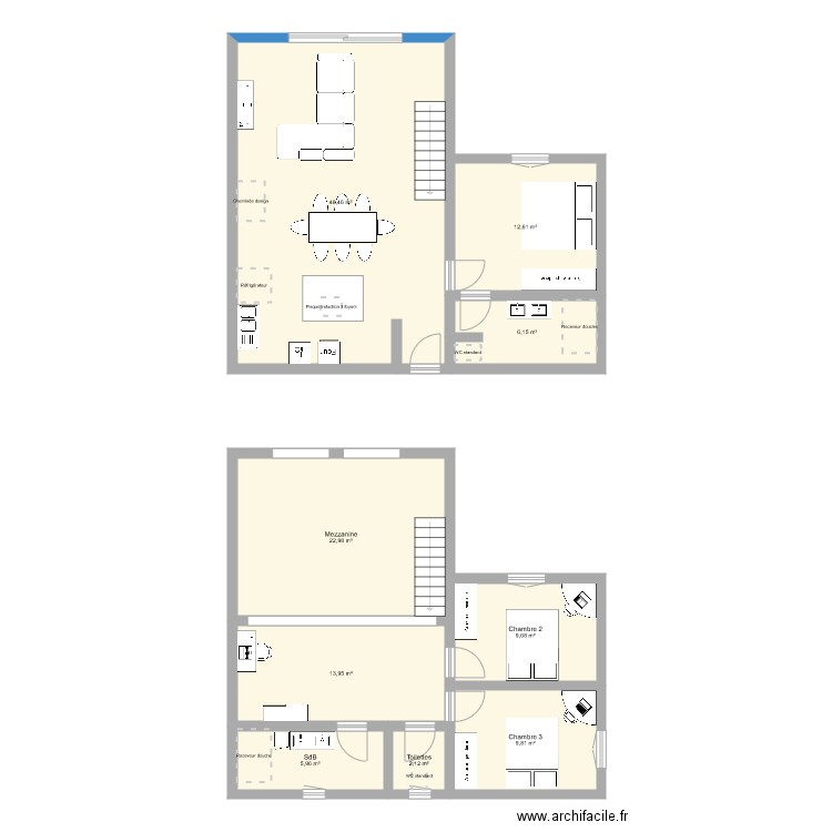 Plan1. Plan de 9 pièces et 130 m2