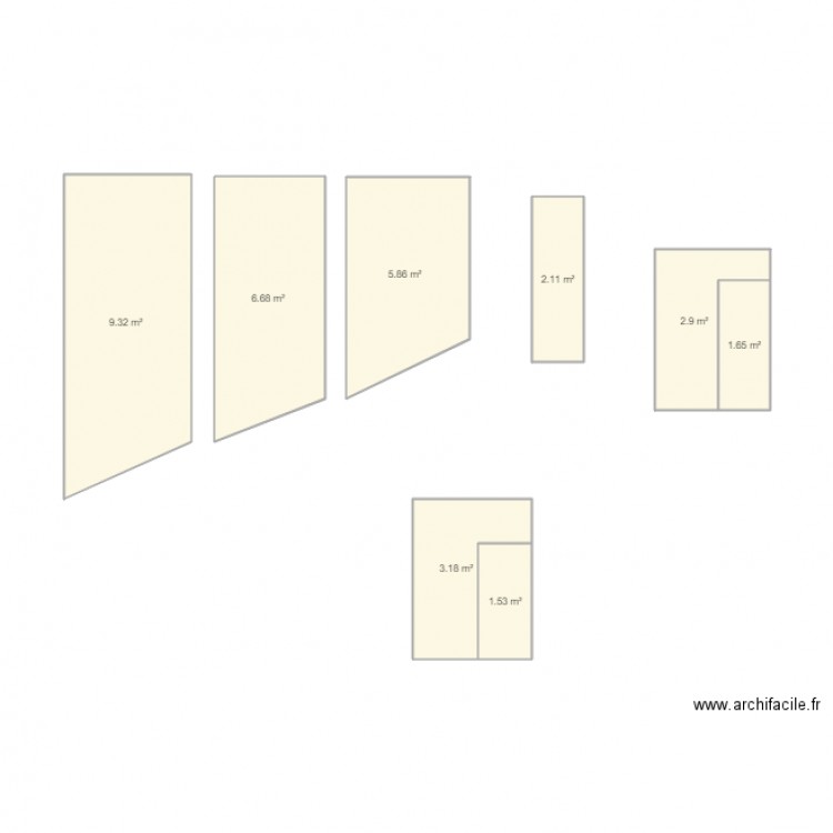 couloir  carlot . Plan de 8 pièces et 33 m2