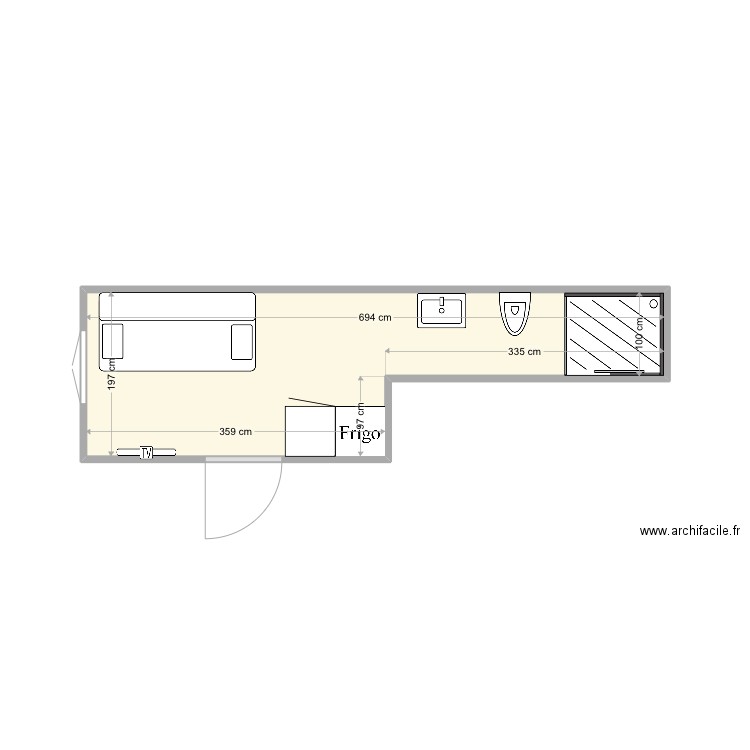 Alban studette bourgarel. Plan de 1 pièce et 10 m2