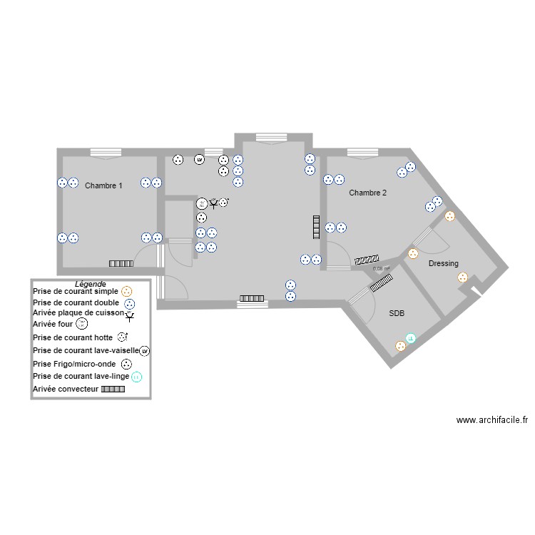 PLAN DELAMS Prise & forces. Plan de 7 pièces et 68 m2