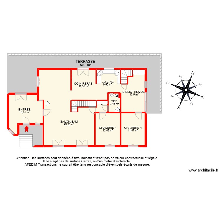 BI 10117 RDC. Plan de 12 pièces et 187 m2