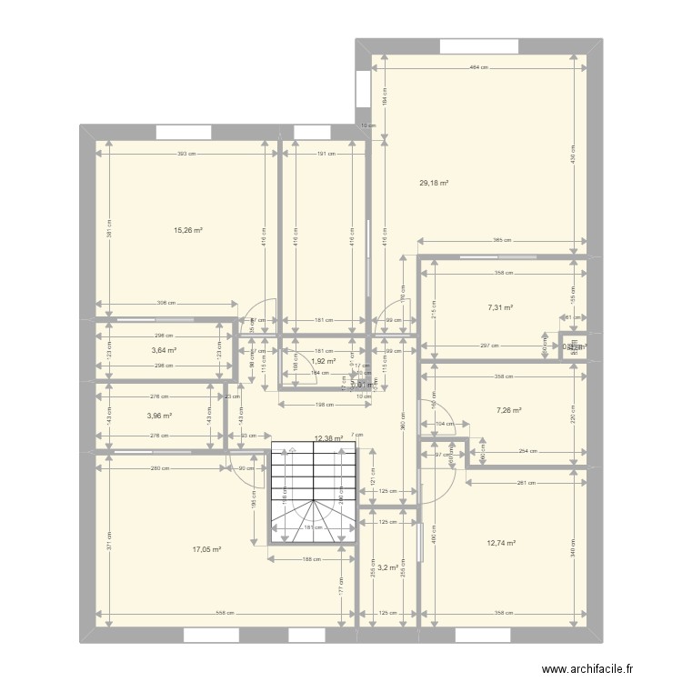 maison Beuvelet plan etat existant. Plan de 13 pièces et 114 m2
