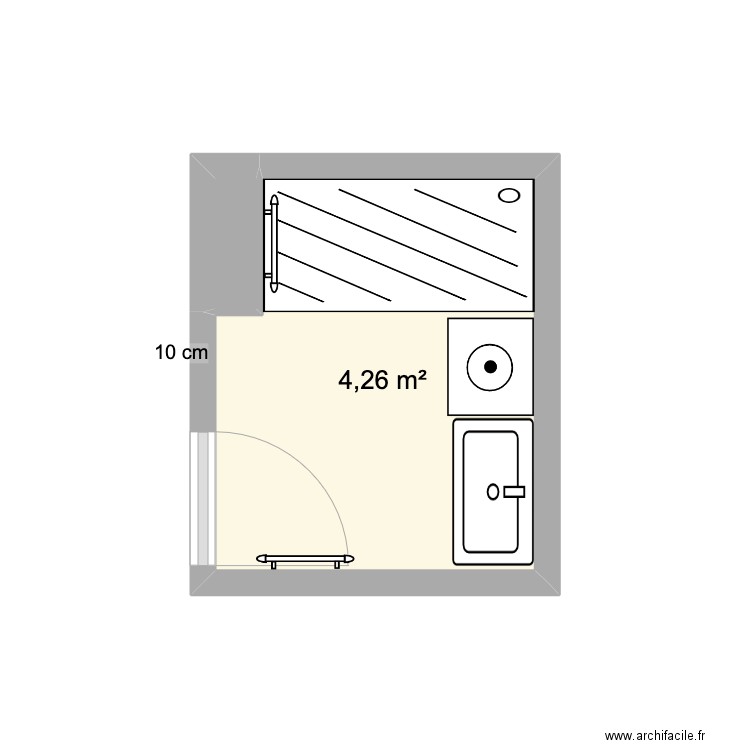 SDB. Plan de 2 pièces et 4 m2