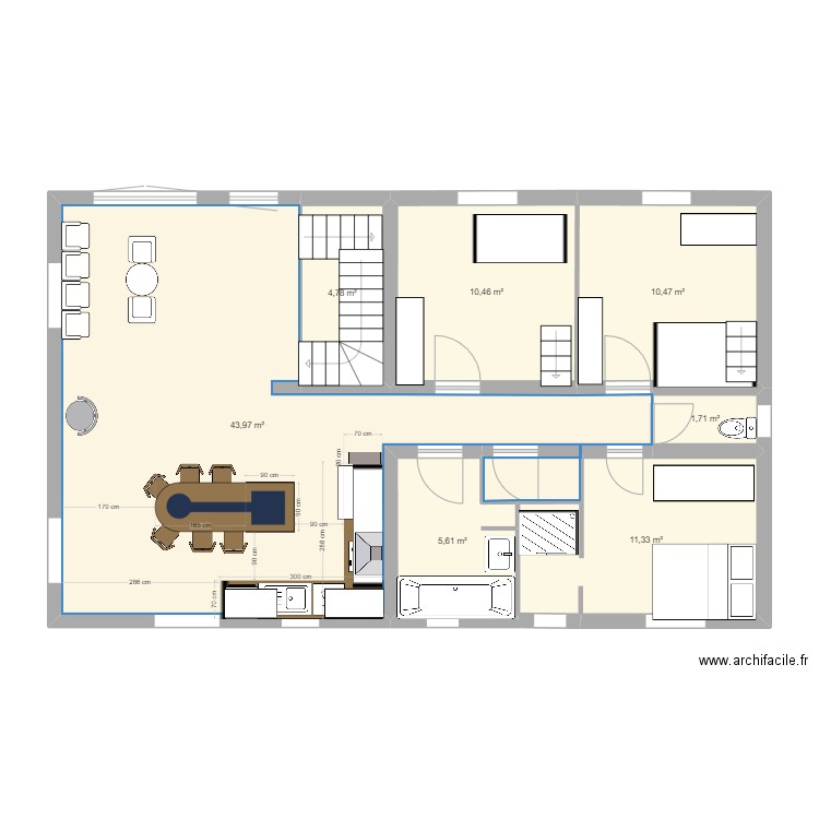 Plan Haut rouret - V2. Plan de 11 pièces et 177 m2