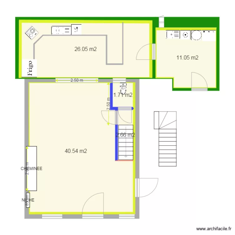 PLAN REZ DE CHAUSSEE HUGO avec cuisine finie. Plan de 