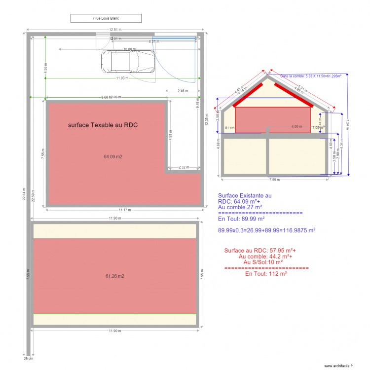 new project rdc et comble. Plan de 0 pièce et 0 m2