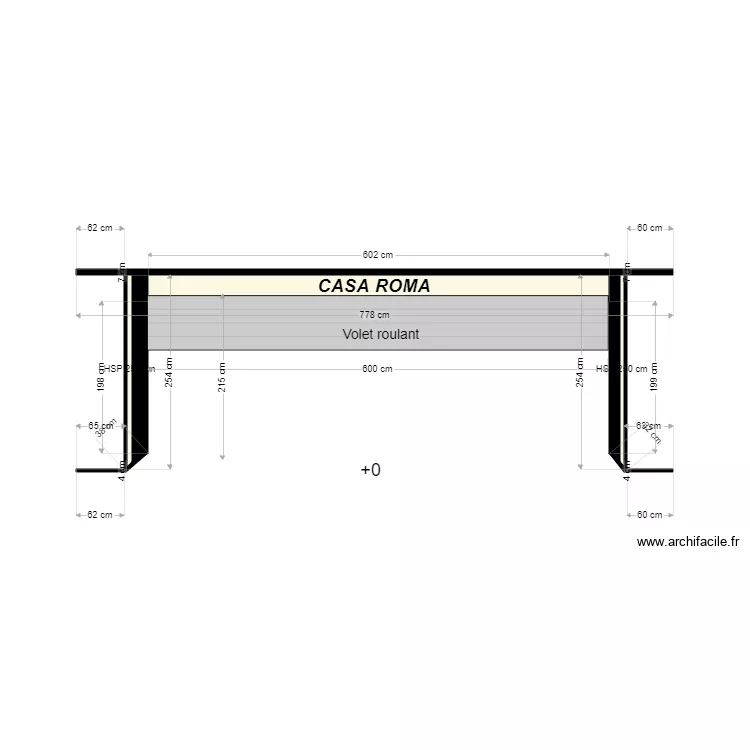fa&ccedil;ade Casa Roma. Plan de 