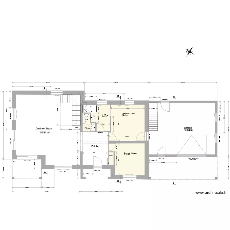 RDC V4 avec cave. Plan de 