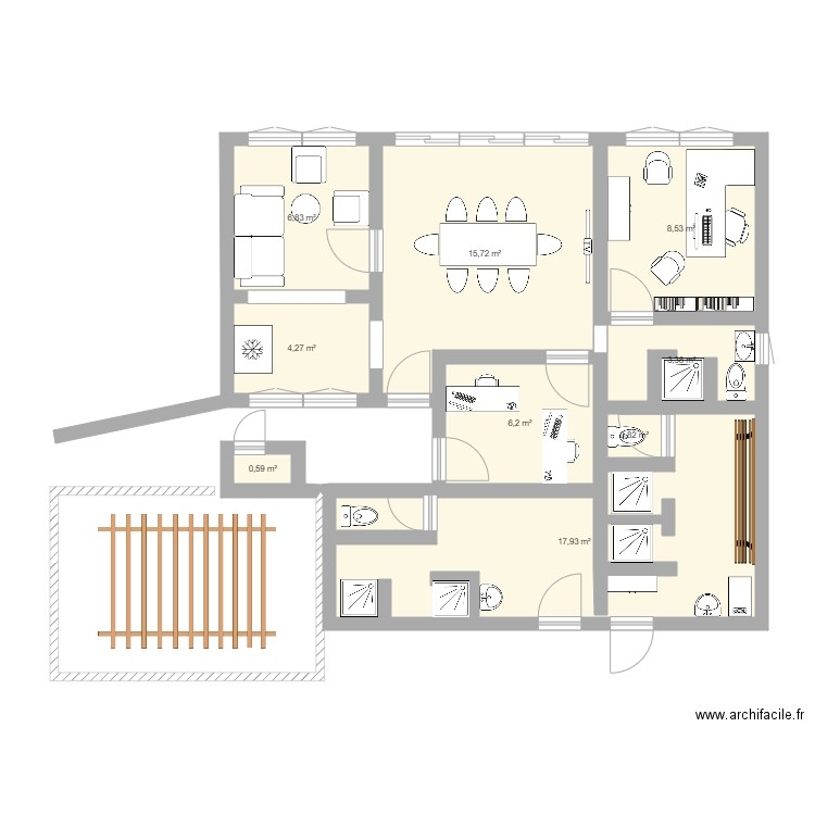 maison club 2. Plan de 9 pièces et 64 m2