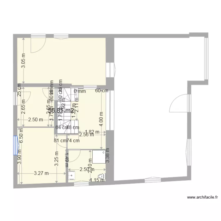 RDC escalier 90cm 2710. Plan de 