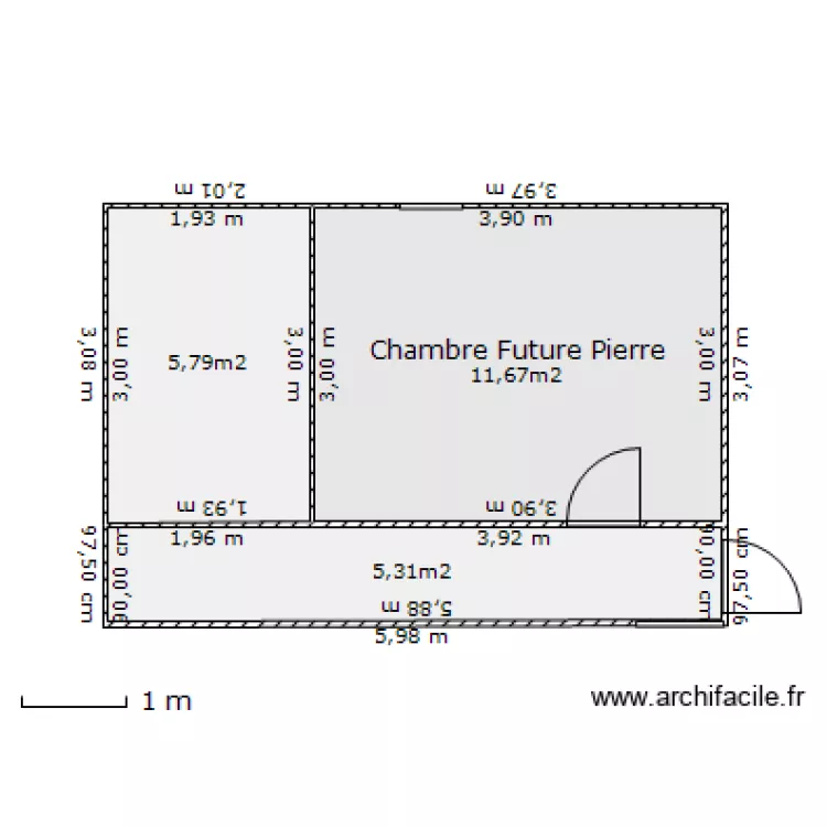 Chambre Future Pierre   Couloir. Plan de 