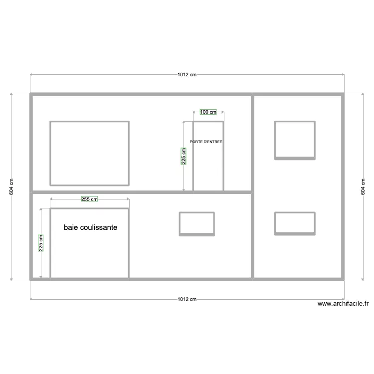 PLAN DE FACADE AVANT apr&egrave;s travaux. Plan de 