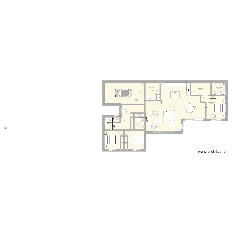 ESSAI15. Plan de 16 pièces et 184 m2