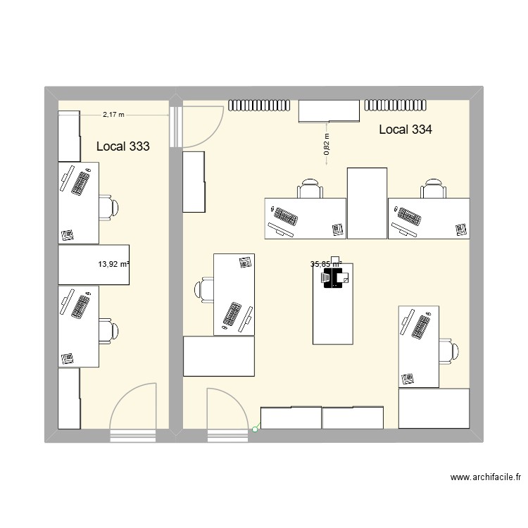 Cyber 333 + 334. Plan de 2 pièces et 50 m2