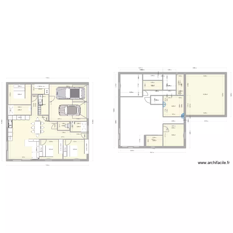 maison. Plan de 15  et 172 m²